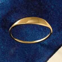 1件時尚極簡 925純銀韓式精緻女款小指印章戒指 18K鍍金 日常佩戴 - Smooth Ring - 查看 12