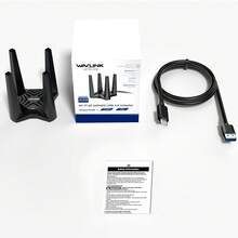 WiFi 6E AX5400 USB 3.0 无线网卡，三频 2.4GHz/5GHz/6GHz，内置驱动，即插即用，软 AP 模式，配备 1 米延长线，适用于 Windows 10/11 台式机、笔记本电脑、游戏和 8K 流媒体播放。 - 黑色 - 查看 8