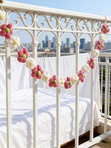 1pc Sunflower Bow Decor Woven Floral Boho Farmhouse Style Floral Hanging Rope Cute Room Decoration Home Party Wedding Holiday Photo Backdrop Suitable Living Room Bedroom Dorm Apartment Entryway Spring Summer Festival Celebration Decor - Nhiều màu 2 - Xem 4