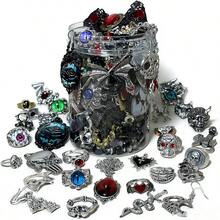 15-Piece Gothic Witch Jewelry Jar Gift Box, Dark Romantic With A Mix Of Gothic * Bohemian * Punk Styles, Necklace/Earring/Ring/Bracelet Set, Perfect Unique Romantic Gift For Cool People, Suitable For Halloween. - 15件神秘珠寶 - 查看 6
