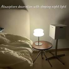 1pc Atmosphere Decor Night Light | LED Hamburger Desk Lamp | Atmosphere Night Light | Decorative Lighting | USB Powered | Touch Control | 3 Color Adjustable | Suitable For Room Decor, Bedroom, Living Room, Bedside Lamp, Sleep Companion - White - View 8