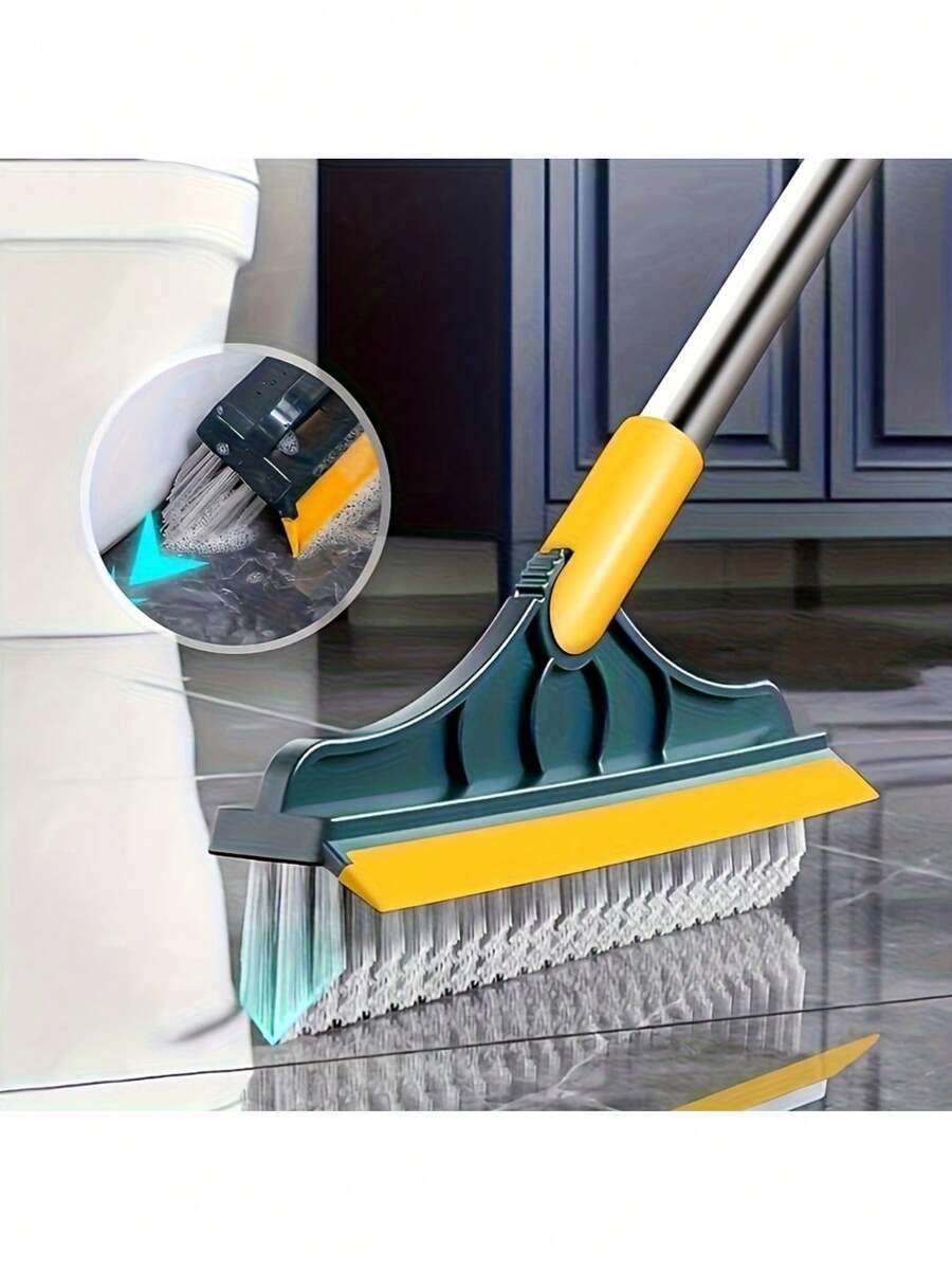 Bàn chải chà sàn xoay 180°, bàn chải vệ sinh nhà cửa - bàn chải làm sạch gạch lát bồn tắm phòng tắm, cán dài, lông bàn chải thẳng và hình chữ V, kèm dụng cụ cạo. - Nhiều màu - Xem 1