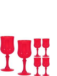 1/3/6/12pcs Reusable Vintage Diamond Textured Plastic Wine Glasses/Champagne Flutes, Suitable For Party And Wedding Juice Cups, Dishwasher - Red - View 6