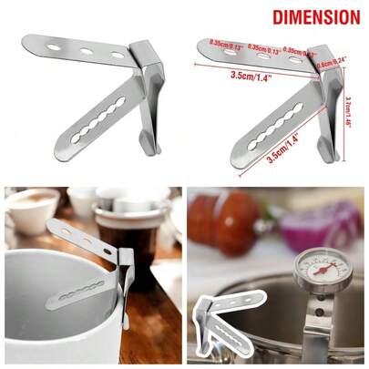 3-Hole Stainless Steel Thermometer Probe Pot Clip Holder For BBQ Smoker Oven Grill Kitchen Meat Fryer Barbecue Ambient Temperature Readings