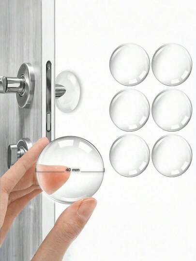 Bộ 6 miếng chặn cửa chống va chạm bằng silicon trong suốt tự dính, kích thước lớn và thiết kế chắc chắn, có cả chức năng bảo vệ tường và tay nắm cửa. Sản phẩm gồm: miếng giảm chấn tường hình tròn, miếng che tay nắm cửa giảm tiếng ồn và thiết bị chặn cửa cách âm.