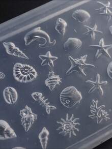 可重复使用的硅胶美甲模具和模板 - 3D 海螺、海星和贝壳雕塑模板，适用于 DIY 美甲、美甲设计和美甲贴纸。 - 無色 - 查看 3