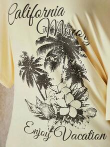 2026 Summer Collection,ICON Women's Plus Size Autumn/Winter Warm Retro Distressed Sexy Fashion Avant-Garde Bold Street Style Millennial Y2K Dark Gothic Punk Skull Rose Pattern Loose T-Shirt Gothic Summer Clothes Gothic Clothing For Women,Sizes 3–7XL, Free Shipping,  Within 24 Hours - 黃色 - 查看 5