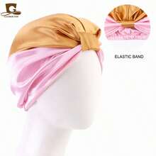 1 chiếc khăn trùm đầu thời trang xếp ly bằng chỉ bạc, kiểu đan chéo, thoáng khí, thiết kế xoắn phía trước, co giãn, dùng để che tóc, thích hợp cho mùa hè và đi biển. - nhiều màu - Xem 14