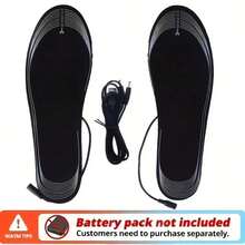 1 Pair Full Foot Coverage Electric Heated Insoles, USB Plug Design, Comfortable Fit, Overheat Protection Fabric, Suitable For Skiing, Camping And Hunting - Black - View 5
