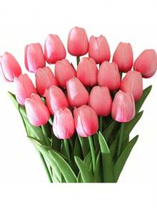 1/3/10/20pcs Lifelike Velvet Tulip Flower Bouquet, Suitable For Wedding, Room, Home, Hotel, Party, Events, Valentine's Day, New Year Gift, Birthday Gift, Graduation Gift - Baby Pink - View 2