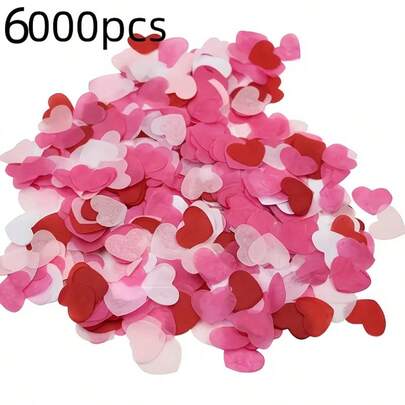 6000 mảnh giấy vụn hình trái tim, cánh hoa nhân tạo hình trái tim 2.5cm dùng cho kỷ niệm, sinh nhật, đám cưới, cầu hôn, Lễ tình nhân.