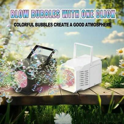 升级版自动泡泡机，每分钟可产生20000多个泡泡，便携式泡泡玩具，电池供电，适合室内/室外游戏、生日派对、舞台表演，多种款式和颜色可选