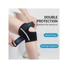 Adjustable Knee Brace, Side Spring Support, Breathable Lightweight Design, Hook And Loop Closure, Medium Elasticity, Unisex, Suitable For Running (Single Pack) - Black - View 10