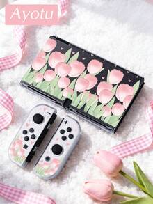 Ayotu 1pc Pink Tulip Pattern Ultra-Thin TPU Transparent Protective Case Compatible With Switch OLED/Switch/Switch Lite/New Switch 2 (2025) - Support Docking Design, No Need To Remove, Anti-Fall And Dust-Proof, Multiple Colors Available - Multicolor - View 14