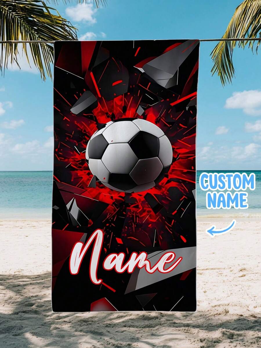 Personalized Children's Beach Towel, Perfect Summer Birthday Gift, Suitable For Various Summer Occasions. Customizable Beach Towel And Accessories, Applicable For Beach, Swimming Pool, Travel, Camping, Yoga And Other Scenarios. - Multicolor - View 1