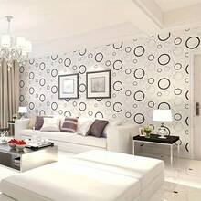 Black White Circular Pattern Removable Vinyl Contact Paper - Waterproof Oil-Proof Peel And Stick Film For Walls & Furniture - Black and White - View 10
