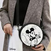 Miniso 迪士尼经典米奇圆形斜挎包，多功能小圆背包，适合休闲旅行、购物，轻便耐用涤纶单肩包，带拉链 - 均碼 - 查看 2