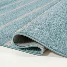 HOM201B-28 Williamsburg Minimalist Stripe Turquoise/Cream 2 ft. x 8 ft. Runner Rug Pet Friendly Stain Resistant Easy Cleaning for Bedroom Living Room Kitchen - Turquesa/Crema - Ver 4
