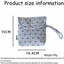 1pc New Corduroy Bow Tie Large Capacity Sanitary Pad Storage Bag, Multi-Functional Feminine Hygiene Pouch, Cosmetic Bag, Mini Toiletry Bag, Suitable For School, Dorm, Commute, Travel, Home, Great Gift For Women & Girls - Multicolor - View 9