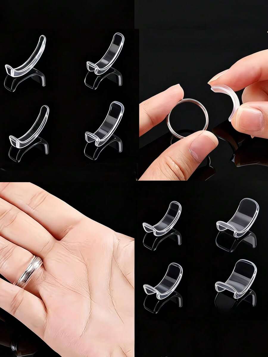 8pcs Transparent Silicone Ring Size Adjusters, Unisex, Adjustable Ring Size Without Replacement