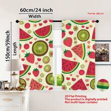 2 tấm rèm cửa màu trắng ngà họa tiết trái cây và trái tim, chất liệu polyester, kiểu dáng tươi sáng dễ thương, thích hợp trang trí phòng khách, phòng trẻ em vào mùa hè. - Nhiều màu - Xem 15
