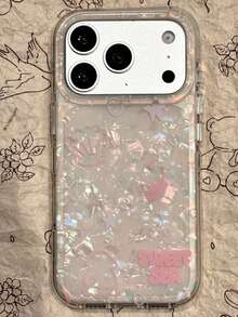 简约棕色不对称水波纹图案手机壳，兼容 17 Pro Max、16、15 Pro Max、13、14、12 Pro、14、15、16 Plus、17 Air、17、13、15、16、11，时尚复古防震亮面保护壳 - 淺粉色 - 查看 3