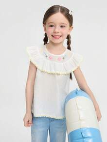 Balabala Áo thun hoạt hình mùa hè cho bé gái 2026, áo tay ngắn bằng cotton mềm mại, họa tiết dễ thương, nhẹ nhàng, thích hợp mặc hàng ngày. - Trắng đục - Xem 1