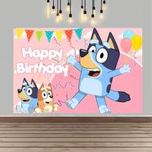 狗狗生日派对拍照背景横幅，生日快乐摄影背景 - 彩色 - 查看 8