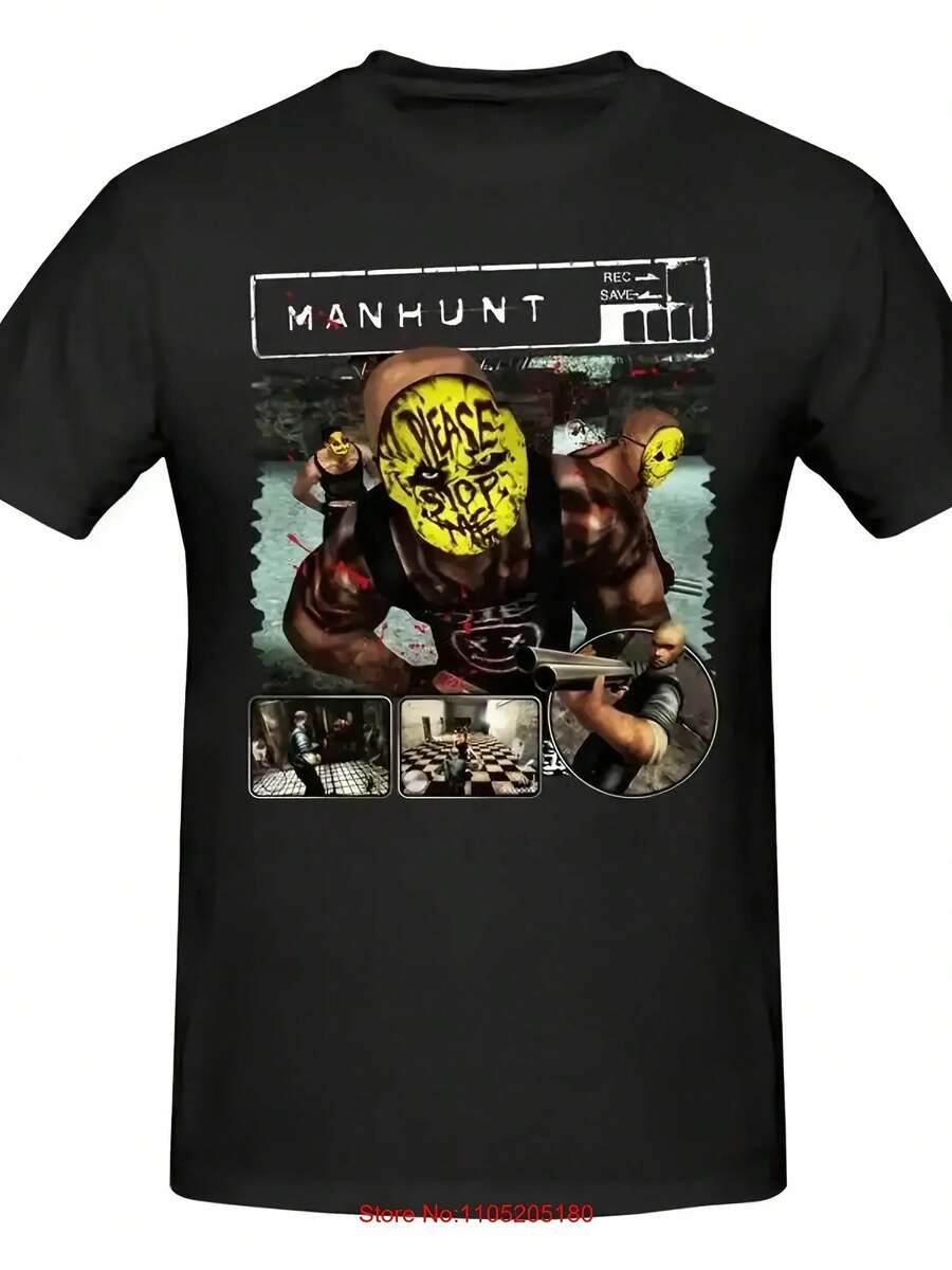 Manhunt T Shirt Vintage Washed Casual Graphic Stretched Streetwear Breathable Homme Stylish Fashion Slightly Soft Comfortable - 款式 - 查看 1
