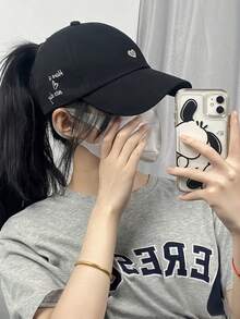 1/2件 春夏款愛心刺繡中性防曬半開頂棒球帽，適合運動、騎單車、健行、登山，遮陽棒球帽，女款帽子，度假禮物，遮陽帽 - 彩色 - 查看 6