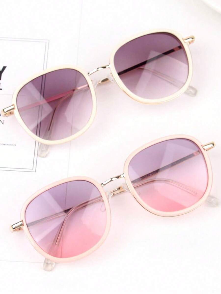 1pc Unisex Round Metal Frame Glasses, Outdoor Travel Street Style Versatile Kids Glasses - Multicolor - View 1