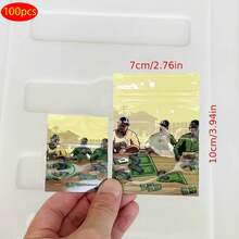 100个装铝箔袋，可重复使用密封袋，各种尺寸，卡通图案自封袋，适用于小型企业包装袋和前窗样品袋，自封袋，节日礼品包装袋，礼品包装拉链袋 - 彩色 - 查看 10