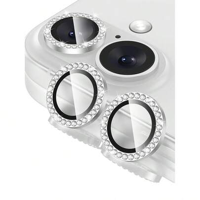 Bộ 3 miếng dán bảo vệ ống kính camera, phù hợp với 17 17e 16 15 14 13 12 11 Pro Max XR XS Max Air Mini Se2 Se3 8 7 6 Plus, thiết kế bóng bẩy với vòng kim loại đính kim cương độc lập, độ cứng cao, chống trầy xước, phụ kiện thời trang, tương thích với ốp lưng điện thoại (Màu bạc)