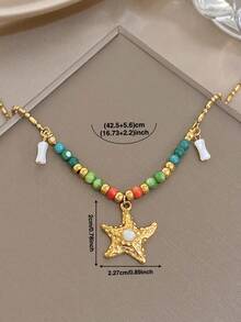 Bộ dây chuyền hạt cườm hình ngôi sao nhiều màu sắc dành cho nữ, mặt dây chuyền duyên dáng với dây chuyền vàng bằng thép không gỉ, thích hợp để đeo hàng ngày, dự tiệc, đi nghỉ mát, các ngày lễ, Ngày của Mẹ, Ngày Valentine, Giáng sinh, một món quà trang sức tuyệt vời. - Nhiều màu - Xem 8
