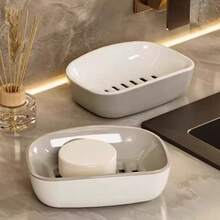 Hộp đựng xà phòng thoát nước hai lớp dễ vệ sinh, giữ xà phòng khô ráo, đáy chống trượt, giá đựng xà phòng thoát nước dùng trong nhà tắm. - Hộp xà phòng - Xem 1