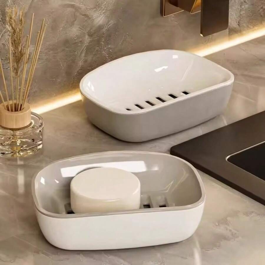 Hộp đựng xà phòng thoát nước hai lớp dễ vệ sinh, giữ xà phòng khô ráo, đáy chống trượt, giá đựng xà phòng thoát nước dùng trong nhà tắm. - Hộp xà phòng - Xem 1