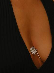 1pc Exaggerated Sexy Crystal Body Chain Bra, Suitable For Parties And Galas - Silver - View 2