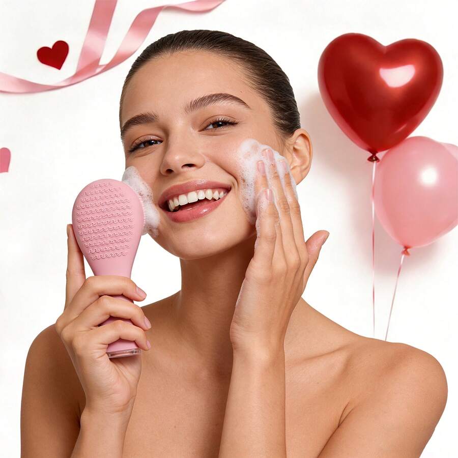 Silicone Face Brush - Waterproof Electric Facial Cleansing Tool With Soft Bristles - View 1