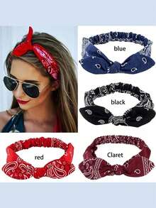 1 chiếc băng đô cổ chữ V in họa tiết paisley bằng vải dệt kiểu bohemian, số lượng lớn, sử dụng lâu dài, phụ kiện tóc mùa hè, thích hợp cho các dịp lễ hội. - Nhiều màu - Xem 1