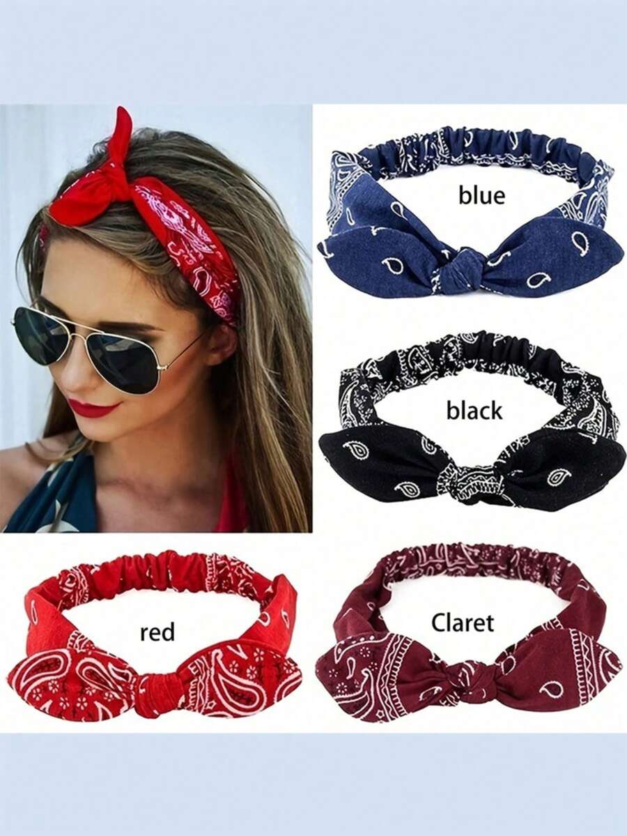 1 chiếc băng đô cổ chữ V in họa tiết paisley bằng vải dệt kiểu bohemian, số lượng lớn, sử dụng lâu dài, phụ kiện tóc mùa hè, thích hợp cho các dịp lễ hội. - Nhiều màu - Xem 1