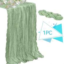 10 Pcs Sage Green Table Runner Bohemian Country-Style Table Runner, Suitable For Weddings, Baby Baptism Parties And Holiday Decorations - Sage Green - View 21