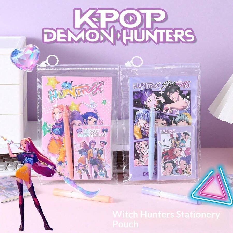 Hasbro Bộ văn phòng phẩm nhóm nhạc nữ K-POP săn phù thủy, bộ quà tặng học tập, quà tặng phụ kiện anime. - Nhiều màu - Xem 1