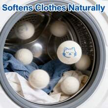 6pcs Reusable Wool Dryer Balls, Natural Fabric Softener, Laundry Dryer Accessories, Help Reduce Static And Shorten Drying Time, Gentle On Clothes, Ideal For Daily Home Laundry, Perfect For Dorm, College Student, Laundry Room Essentials - Multicolor - View 14