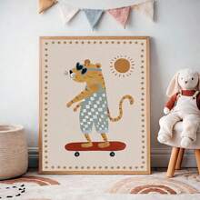 1 Peça Arte de Parede em Tela, Decoração de Quarto Infantil com Moldura, Arte de Parede de Quarto Infantil com Tema de Gato no Skate, Arte de Decoração de Quarto Infantil com Animais Vintage, Decoração de Sala de Jogos com Skate, Arte de Decoração de Quarto Infantil em Estilo Vintage, Decoração de Sala de Jogos, Decoração de Quarto Infantil, Arte de Parede, Presente para Meninas, Decoração de Banheiro, Decoração Pré-Escolar, Decoração de Berçário, Presente para Bebê, Presente para Recém-Nascido, Presente de Formatura, Decoração de Festa, Decoração do Dia das Mães, Decoração do Dia dos Pais - Multicolorido - Visão 9
