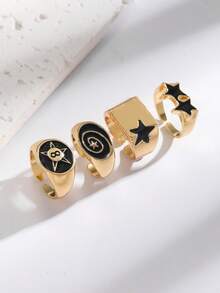 European And American Pentagram Ring Set, High-End Hiphop Niche Personalized Rings For Men - Men's Rings - View 3