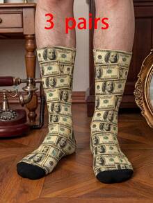 1/3 双美元钞票（100 美元）中筒袜，男士中筒袜，新奇夏季套装 - 彩色 - 查看 9