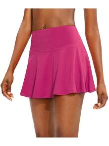 Pleated Tennis Skirt For Women With 4 Pockets Women's High Waisted Athletic Golf Skorts Skirts For Running Casual, Lightweight Athletic Golf Skorts Skirts - 玫紅色 - 查看 4