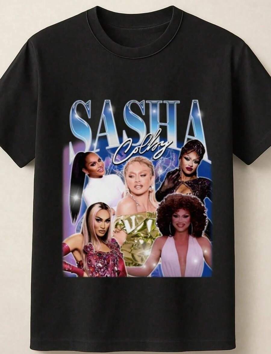 Local -61 Sasha Colby Queen Performer Concert Fan Tribute Style Unisex T Shirt - 黑色 - 查看 1
