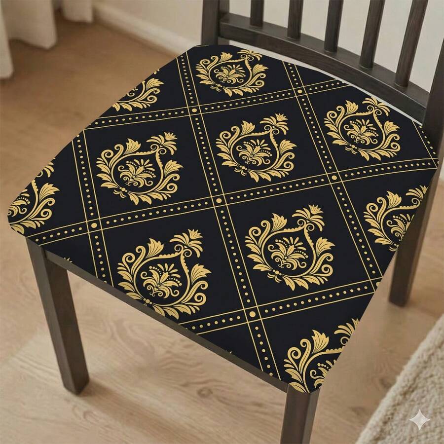 2/4/6 pièces Housses de coussin de siège stretch à motif totem vintage, Housses de chaise, Convient pour la décoration de la maison, le salon, la salle à manger, le jardin, l'hôtel, les événements, Matériau polyester lavable, Protecteur de coussin de siège de chaise - Multicolore - Voir 1