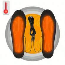 1 Pair Full Foot Coverage Electric Heated Insoles, USB Plug Design, Comfortable Fit, Overheat Protection Fabric, Suitable For Skiing, Camping And Hunting - Black - View 2